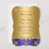 Invitation Elégant Pearl Damask Royal Blue Quinceanera (Dos)