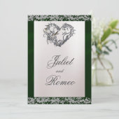 Invitation Elegant Pearl, Emerald Ribbon & Sparkle (Debout devant)