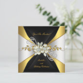 Invitation Elégant Pearl Gold Diamond Argent Anniversaire 3 (Debout devant)