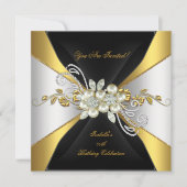 Invitation Elégant Pearl Gold Diamond Argent Anniversaire 3 (Devant)