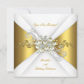 Invitation Elégant Pearl Gold Diamond Argent Anniversaire A (Devant)