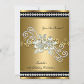 Invitation Elégant Pearl Gold Diamond Argent Anniversaire Par (Devant)