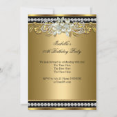 Invitation Elégant Pearl Gold Diamond Argent Anniversaire Par (Dos)