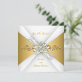 Invitation Elégant Pearl Gold Diamond Argent Partie d'anniver (Debout devant)