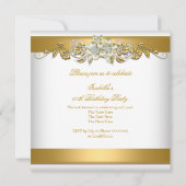 Invitation Elégant Pearl Gold Diamond Argent Partie d'anniver (Dos)