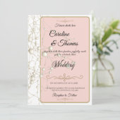 Invitation Elégant Pearl Gold Script Mariage Perles romantiqu (Debout devant)