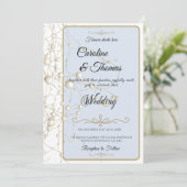 Invitation Elégant Pearl Gold Script Mariage Perles romantiqu (Debout devant)