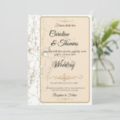 Invitation Elégant Pearl Gold Script Mariage Perles romantiqu (Debout devant)