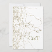 Invitation Elégant Pearl Gold Script Mariage Perles romantiqu (Dos)
