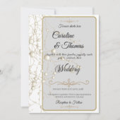 Invitation Elégant Pearl Gold Script Mariage Perles romantiqu (Devant)