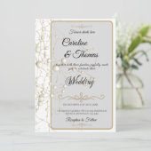 Invitation Elégant Pearl Gold Script Mariage Perles romantiqu (Debout devant)