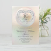 Invitation Elégant Pearl Heart 30e anniversaire de Mariage (Debout devant)