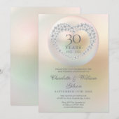 Invitation Elégant Pearl Heart 30e anniversaire de Mariage (Devant / Derrière)