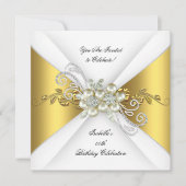 Invitation Elégant Pearl Jaune Or Argent Diamant Anniversaire (Devant)