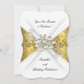 Invitation Elégant Pearl Jaune Or Blanc Diamant Anniversaire (Devant)