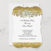 Invitation Elégant Pearl Jaune Or Blanc Diamant Anniversaire (Dos)