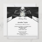 Invitation Elegant Pearl Jewel noir blanc fête d'anniversaire (Dos)