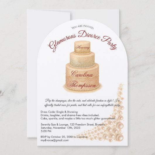 Invitation Elégant Pearl & Parties scintillant Divorce Party (Devant)