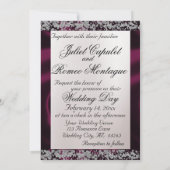 Invitation Elegant Pearl, Purple Ribbon & Sparkle (Dos)