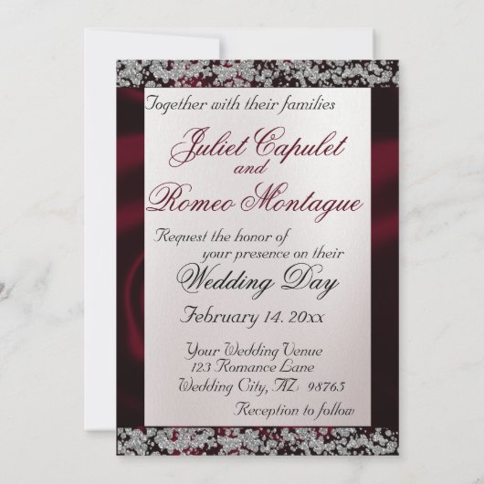 Invitation Elegant Pearl, Ruban Bourgogne & Éperche 2 (Dos)