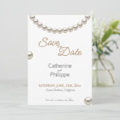 Invitation Elegant Pearl Wedding Enregistrer la date Invitati (Debout devant)
