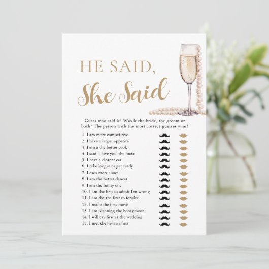 Invitation Elegant Pearls et Prosecco Il A Dit, Elle A Dit Ga (Debout devant)