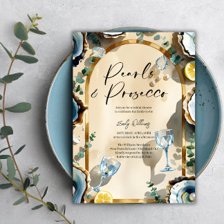 Invitation Elegant Pearls & Prosecco Bridal Shower