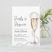 Invitation Elegant Pearls & Prosecco Champagne Bridal Shower (Debout devant)