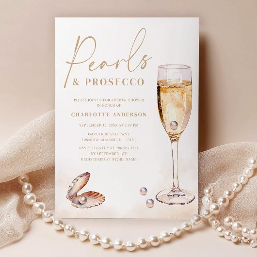 Invitation Elegant Pearls Prosecco Fête des mariées
