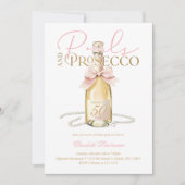 Invitation Elegant Pearls & Prosecco Pink Bow 50th Birthday (Devant)