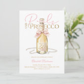 Invitation Elegant Pearls & Prosecco Pink Bow 50th Birthday (Debout devant)