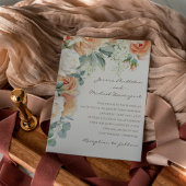 Invitation Elégant Pêche blanc Floral Eucalyptus Mariage