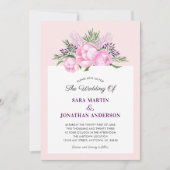 Invitation Elégant Peonies aquarelle | MARIAGE (Devant)