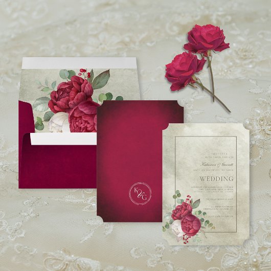 Invitation Elégant Peonies Sage Vert Mariage d'aquarelle