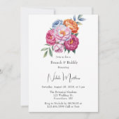 Invitation Élégant Peony Bouquet Bridesmaitres Déjeuner (Devant)