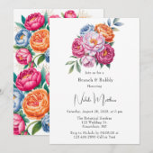 Invitation Élégant Peony Bouquet Bridesmaitres Déjeuner (Devant / Derrière)