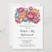 Invitation Élégant Peony Bouquet Bridesmaitres Déjeuner (Devant)