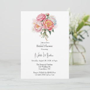 Invitation Elegant Peony Bouquet Fête des mariées