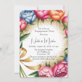 Invitation Elegant Peony Bouquet Parties scintillant (Devant)