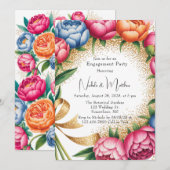 Invitation Elegant Peony Bouquet Parties scintillant (Devant / Derrière)