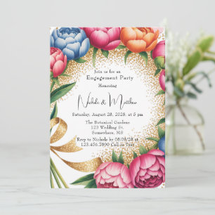 Invitation Elegant Peony Bouquet Parties scintillant