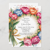 Invitation Elégant Peony Bouquet Wedding shower (Devant / Derrière)