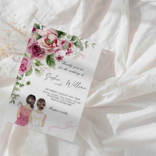 Invitation Elegant Peony et Rose Floral Wedding Party