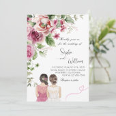 Invitation Elegant Peony et Rose Floral Wedding Party (Debout devant)