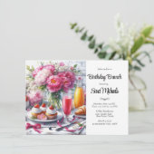 Invitation Elégant Peony Floral Anniversaire Brunch (Debout devant)