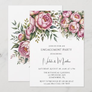 Invitation Elégant Peony Floral Arrangement Partie d'engageme