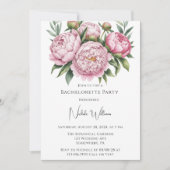 Invitation Élégant Peony Floral Bachelorette Party (Devant)