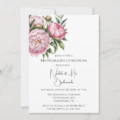 Invitation Élégant Peony Floral Bridesmaids Déjeuner (Devant)