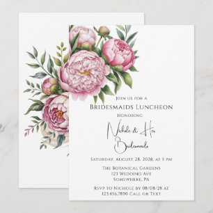Invitation Élégant Peony Floral Bridesmaids Déjeuner