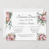 Invitation Elégant Peony Floral Mariage Rehearsdale Dîner (Devant)